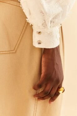 Farm Rio Off-White Smocked Yoke 3d Flower Blouse -Farm Rio Dress Shop 312290 05