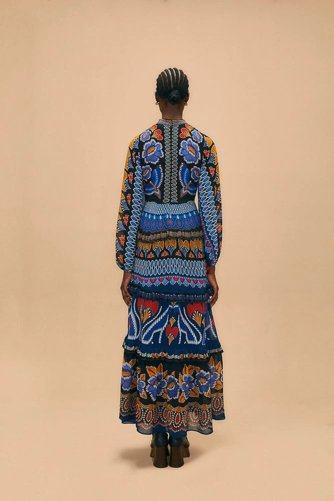 Farm Rio Black Ainika Sparkle Long Sleeve Maxi Dress 6 Farm Rio Black Ainika Sparkle Long Sleeve Maxi Dress - Image 4