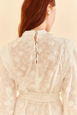 Farm Rio Off-White 3d Flower Pleated Mini Dress -Farm Rio Dress Shop 312366 06