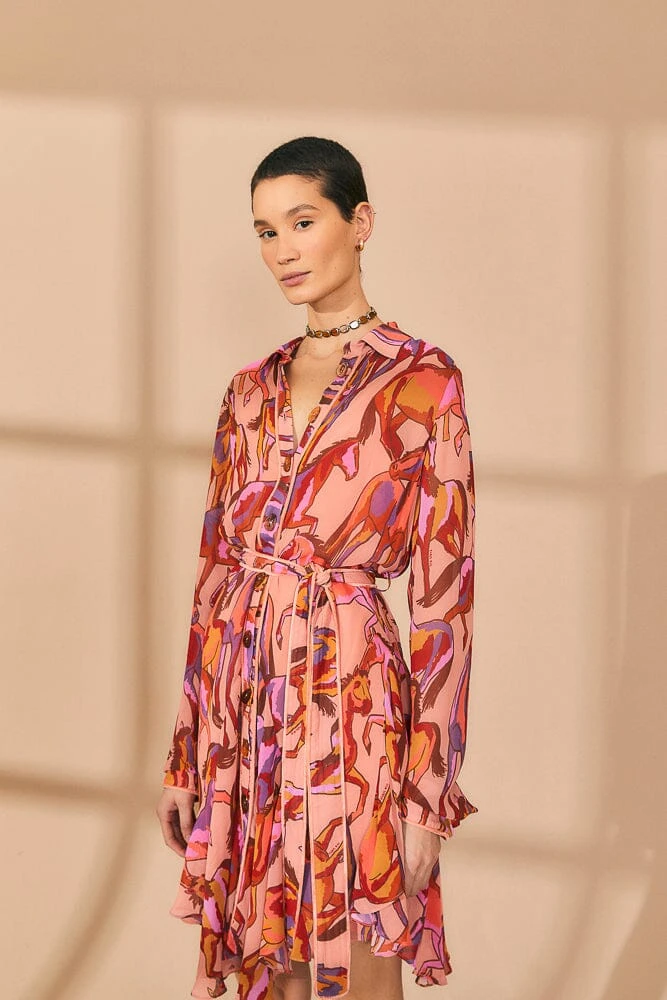 Farm Rio Rose Wild Horses Long Sleeve Mini Dress 4 Farm Rio Rose Wild Horses Long Sleeve Mini Dress - Image 2