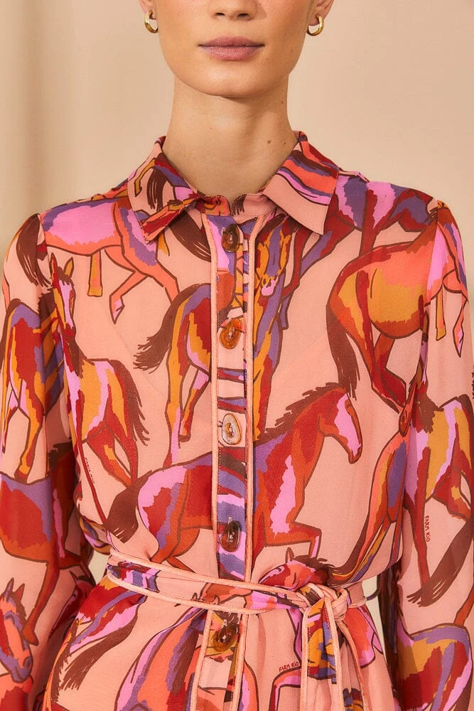 Farm Rio Rose Wild Horses Long Sleeve Mini Dress 5 Farm Rio Rose Wild Horses Long Sleeve Mini Dress - Image 3