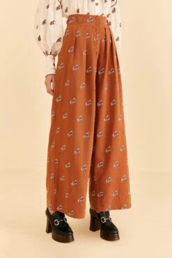 Farm Rio Caramel Embroidered Horses Pants 10 Farm Rio Caramel Embroidered Horses Pants -Farm Rio Dress Shop 312388 03