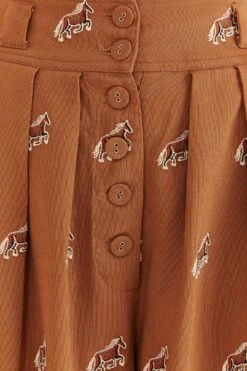 Farm Rio Caramel Embroidered Horses Pants 12 Farm Rio Caramel Embroidered Horses Pants -Farm Rio Dress Shop 312388 05