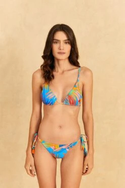 Farm Rio Blue Painted Birds Side Tie Bikini Bottom
