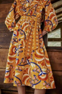 Farm Rio Yellow Palms Party Midi Dress -Farm Rio Dress Shop 312461 05