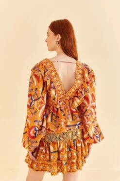 Farm Rio Yellow Palms Party Smocked Mini Skirt 11 Farm Rio Yellow Palms Party Smocked Mini Skirt -Farm Rio Dress Shop 312548 04