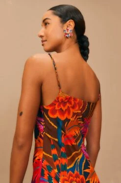 Farm Rio Vintage Wave Multicolor Lenzing™ Ecovero™ Viscose Maxi Dress -Farm Rio Dress Shop 312607 03