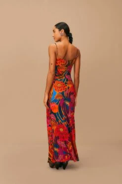 Farm Rio Vintage Wave Multicolor Lenzing™ Ecovero™ Viscose Maxi Dress -Farm Rio Dress Shop 312607 04