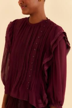 Farm Rio Burgundy Ruffle Blouse -Farm Rio Dress Shop 312660 03