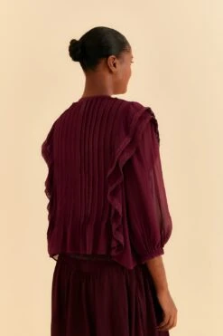 Farm Rio Burgundy Ruffle Blouse -Farm Rio Dress Shop 312660 04