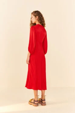 Farm Rio Red Front Circle Cut Out Midi Dress -Farm Rio Dress Shop 312693 04