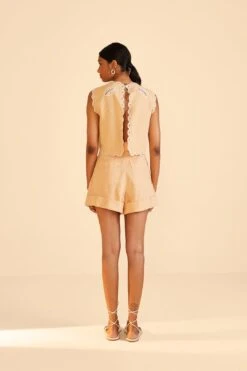 Farm Rio Sand Richelieu Sleeveless Crop Top -Farm Rio Dress Shop 313592 04