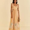 Farm Rio Sand Richelieu Sleeveless Midi Dress -Farm Rio Dress Shop 313594 01