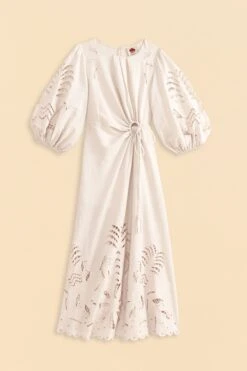 Farm Rio Off-White Richelieu Cut Out Midi Dress -Farm Rio Dress Shop 313595 06