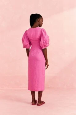 Farm Rio Pink Cut Out Short Sleeve Midi Dress -Farm Rio Dress Shop 313597 04