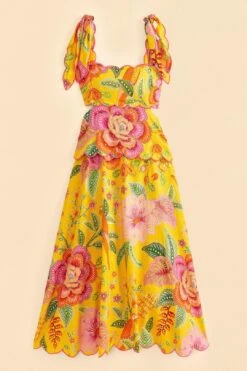Farm Rio Yellow Macaw Bloom Midi Dress -Farm Rio Dress Shop 313600 06