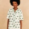 Farm Rio Cross Stitch Coconut Embroidered Romper -Farm Rio Dress Shop 313624 01