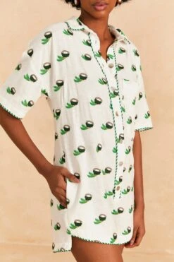 Farm Rio Cross Stitch Coconut Embroidered Romper -Farm Rio Dress Shop 313624 03