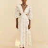 Farm Rio Off-White Richelieu Midi Dress