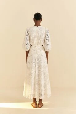 Farm Rio Off-White Richelieu Midi Dress -Farm Rio Dress Shop 313629 03