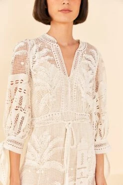 Farm Rio Off-White Morada Boa Guipure Dress -Farm Rio Dress Shop 313631 03