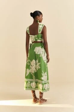 Farm Rio Green Lace Monsteras Crop Top -Farm Rio Dress Shop 313644 03