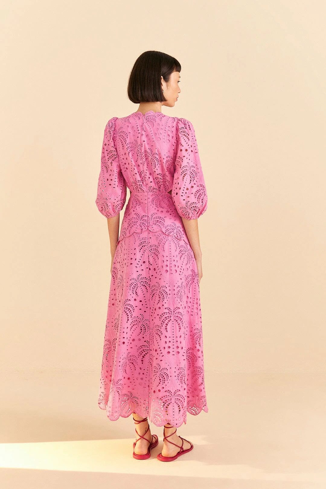 Farm Rio Pink Richelieu Midi Dress 6 Farm Rio Pink Richelieu Midi Dress - Image 4