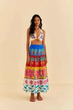 Farm Rio Off-White Vivid Garden Top -Farm Rio Dress Shop 313675 02