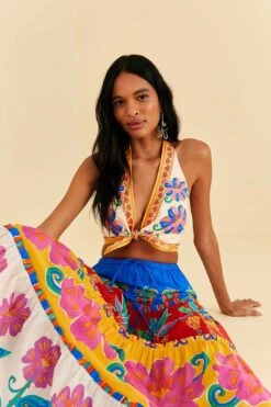 Farm Rio Off-White Vivid Garden Top -Farm Rio Dress Shop 313675 03