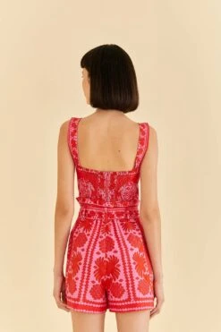 Farm Rio Red Jungle Scarf Romper -Farm Rio Dress Shop 313677 04