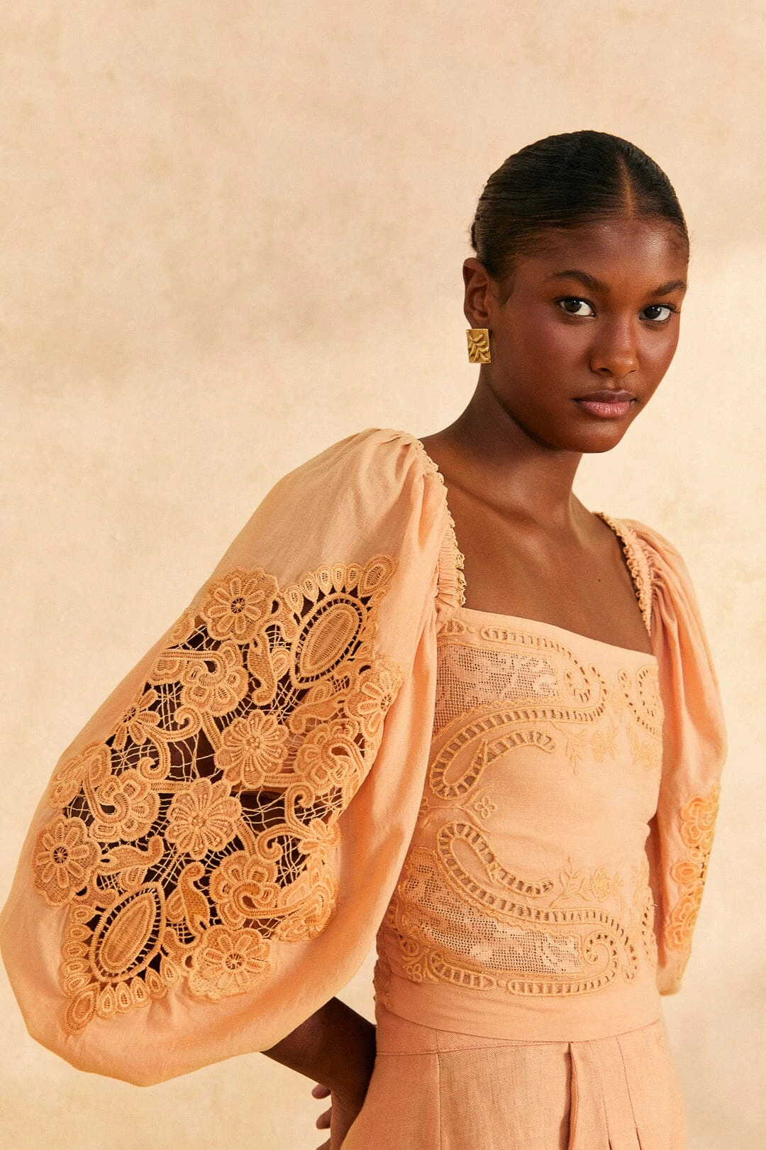 Farm Rio Dark Sand Lace Blouse 3 Farm Rio Dark Sand Lace Blouse