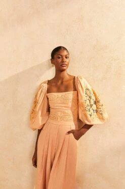 Farm Rio Dark Sand Lace Blouse 10 Farm Rio Dark Sand Lace Blouse -Farm Rio Dress Shop 313679 03