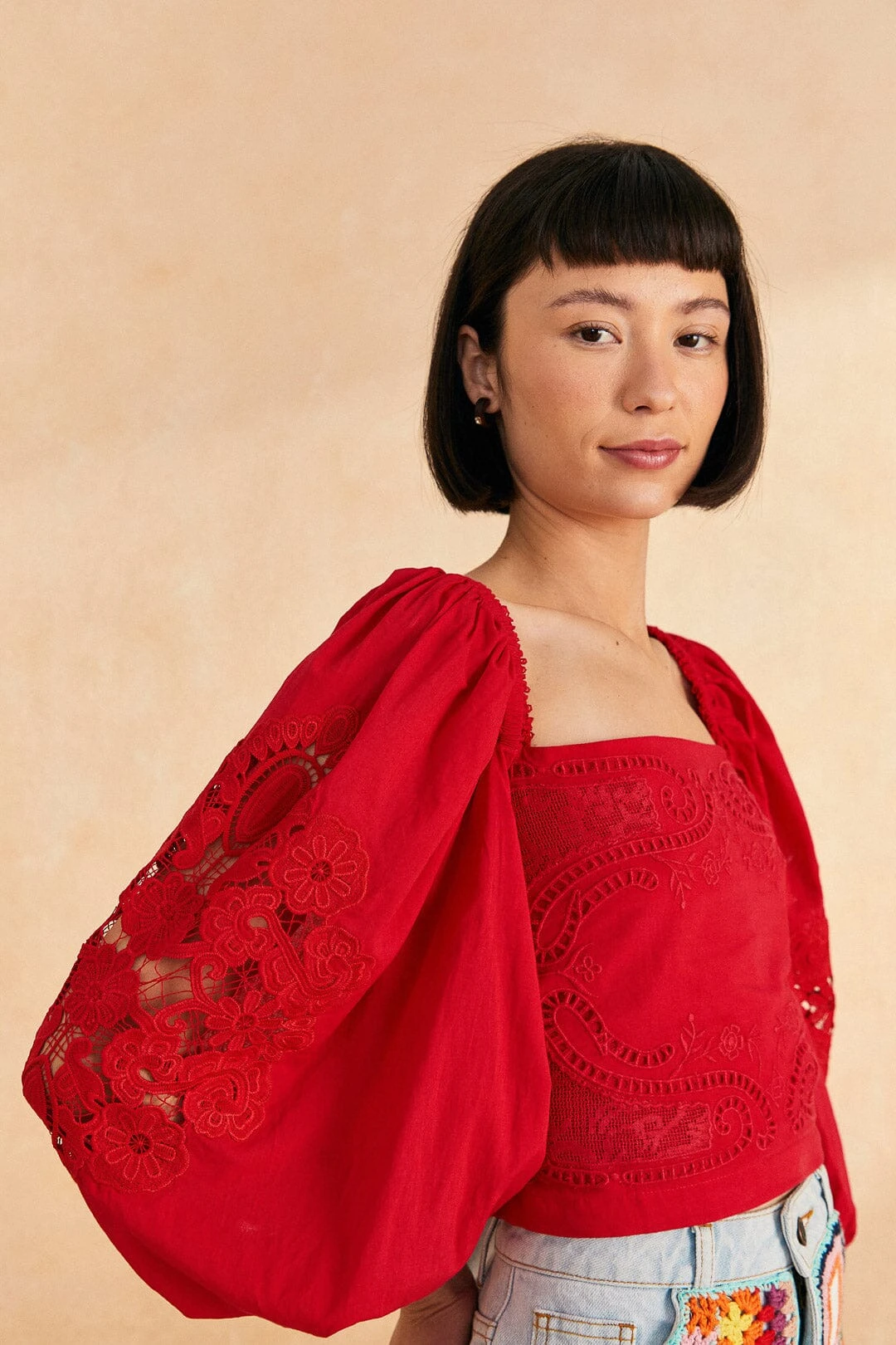 Farm Rio Red Lace Blouse 3 Farm Rio Red Lace Blouse