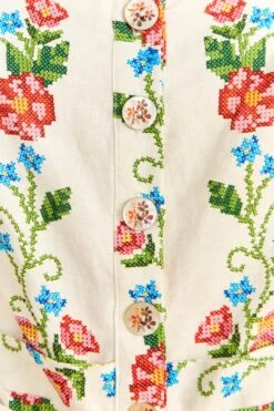 Farm Rio Off-White Tropical Romance Romper -Farm Rio Dress Shop 313683 04