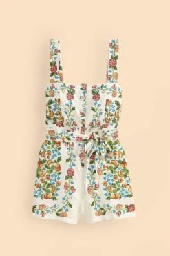 Farm Rio Off-White Tropical Romance Romper -Farm Rio Dress Shop 313683 05