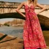 Farm Rio Macaw Flowers Red Jolia Dress -Farm Rio Dress Shop 313758 01