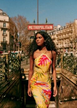 Farm Rio Summer Forest Yellow Burna Midi Dress -Farm Rio Dress Shop 313793 07