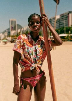 Farm Rio Sunset Macaw Flowers Bikini Bottom Tie Side