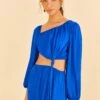 Farm Rio Blue Viscose Satin Midi Dress -Farm Rio Dress Shop 313815 03