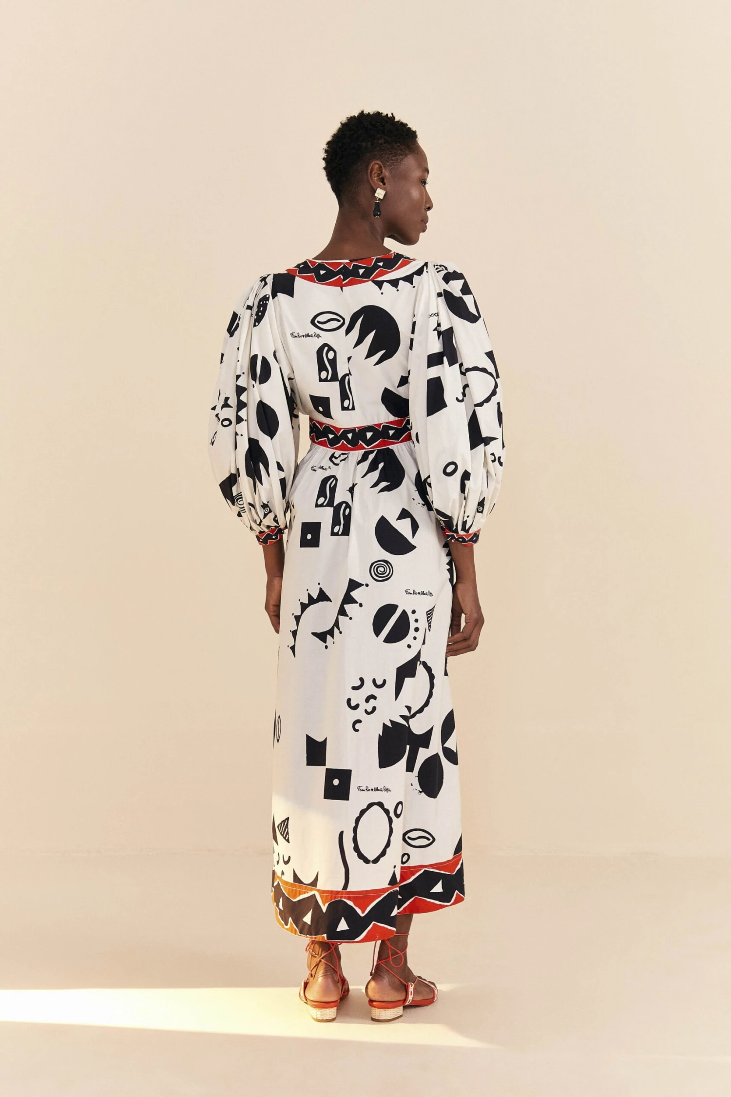 Farm Rio Off-White Pitta Soul Puff Sleeve Midi Dress 6 Farm Rio Off-White Pitta Soul Puff Sleeve Midi Dress - Image 4