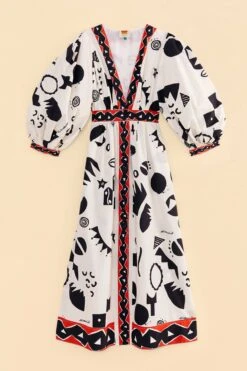 Farm Rio Off-White Pitta Soul Puff Sleeve Midi Dress 13 Farm Rio Off-White Pitta Soul Puff Sleeve Midi Dress -Farm Rio Dress Shop 314083 06