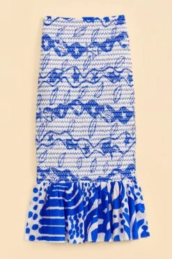 Farm Rio Off-White Pitta Waves Smocked Midi Skirt -Farm Rio Dress Shop 314084 06