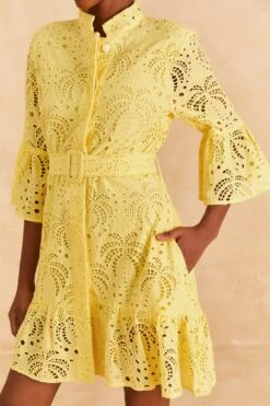 Farm Rio Light Yellow Palm Tree Mini Dress -Farm Rio Dress Shop 314107 03