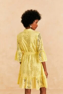Farm Rio Light Yellow Palm Tree Mini Dress -Farm Rio Dress Shop 314107 04