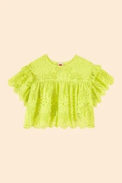 Farm Rio Lime Green Palm Tree Richelieu Blouse -Farm Rio Dress Shop 314472 06