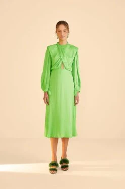 Farm Rio Lime Shoulder Pads Maxi Dress -Farm Rio Dress Shop 314476 02