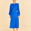 Farm Rio Blue Shoulder Pads Maxi Dress -Farm Rio Dress Shop 314477 01