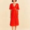 Farm Rio Red Short Sleeves Midi Dress -Farm Rio Dress Shop 314511 01