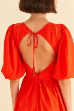 Farm Rio Red Short Sleeves Midi Dress -Farm Rio Dress Shop 314511 03