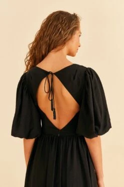 Farm Rio Black Short Sleeves Midi Dress -Farm Rio Dress Shop 314512 05